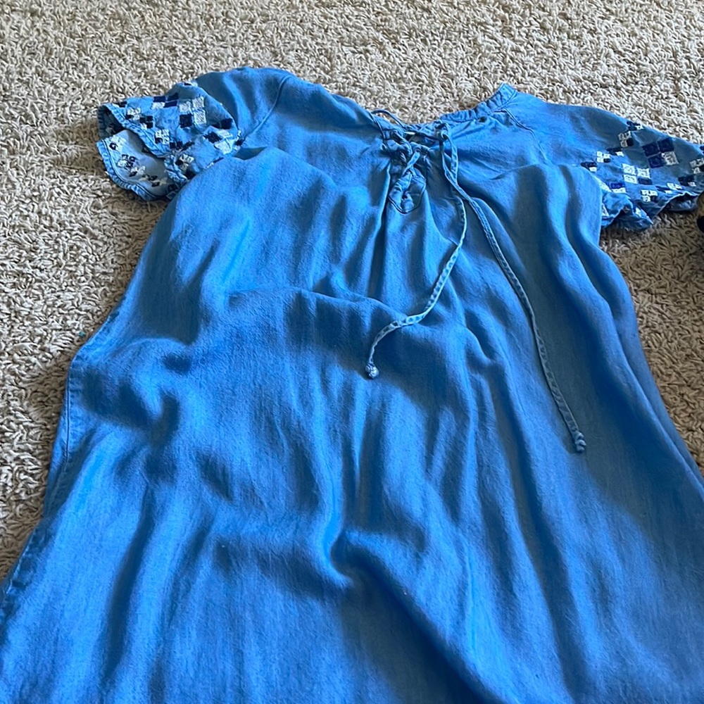 Old Navy Chambray Flutter-sleeved Mini Dress